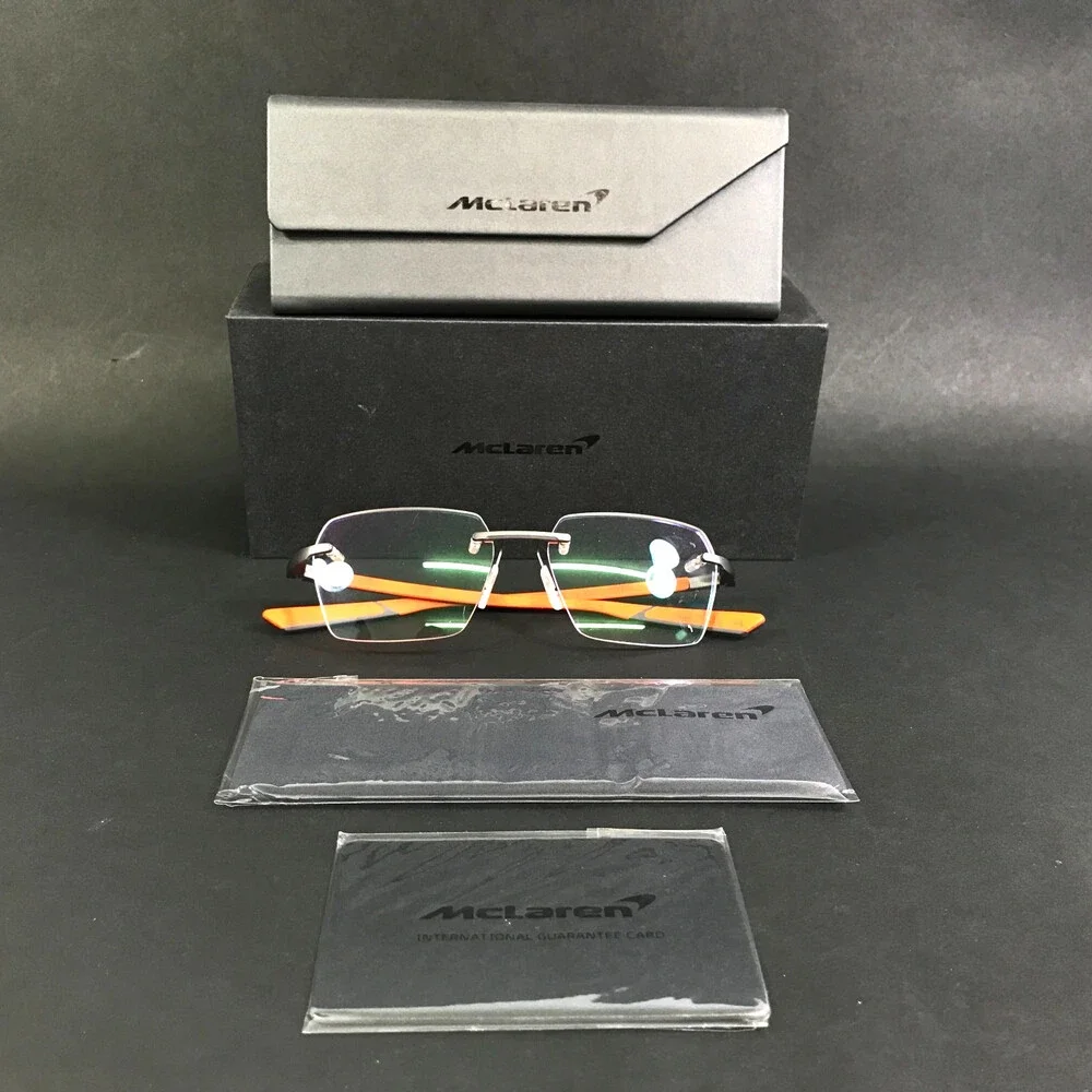 McLaren Eyeglasses Frames ML MS-85O02 C03 Black Orange Gray Square 54-17-145
